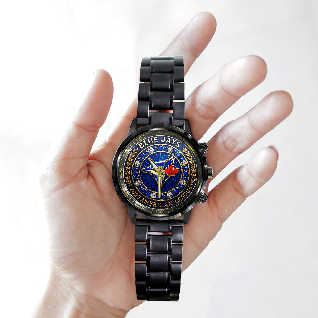 Toronto Blue Jays 2025 American League Champions Black Stainless Steel Watch – TANTN17723