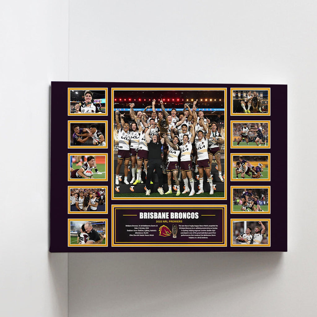 Brisbane Broncos Premiers 2025 Rectangle Canvas With Inner Frame – TANTN17900