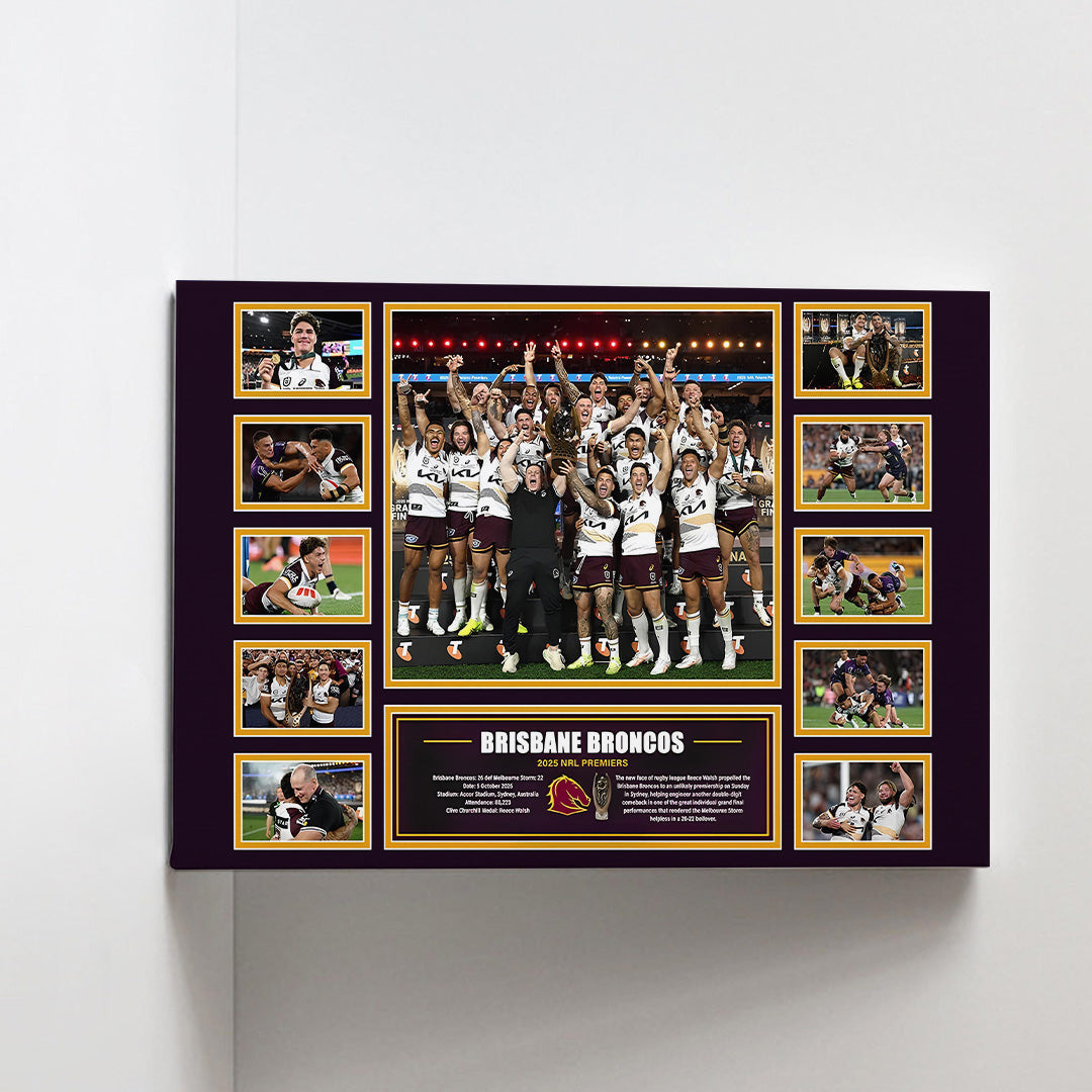 Brisbane Broncos Premiers 2025 Rectangle Canvas With Inner Frame – TANTN17900