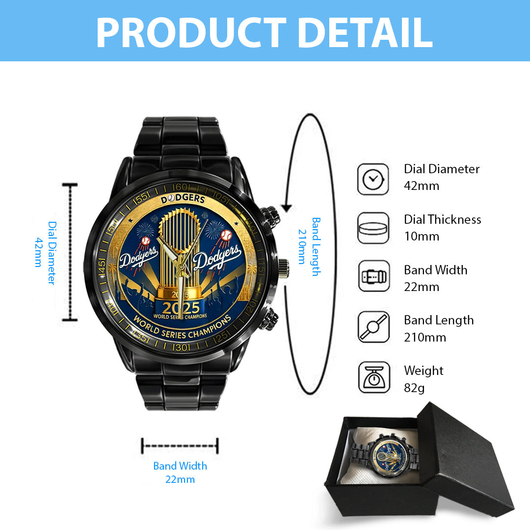 Los Angeles Dodgers World Series 2025 Black Stainless Steel Watch – TANTN18083