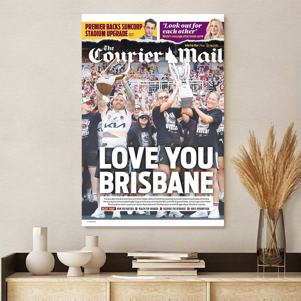 Brisbane Broncos 2025 Premiership Rectangle Canvas With Inner Frame – TANTN18235