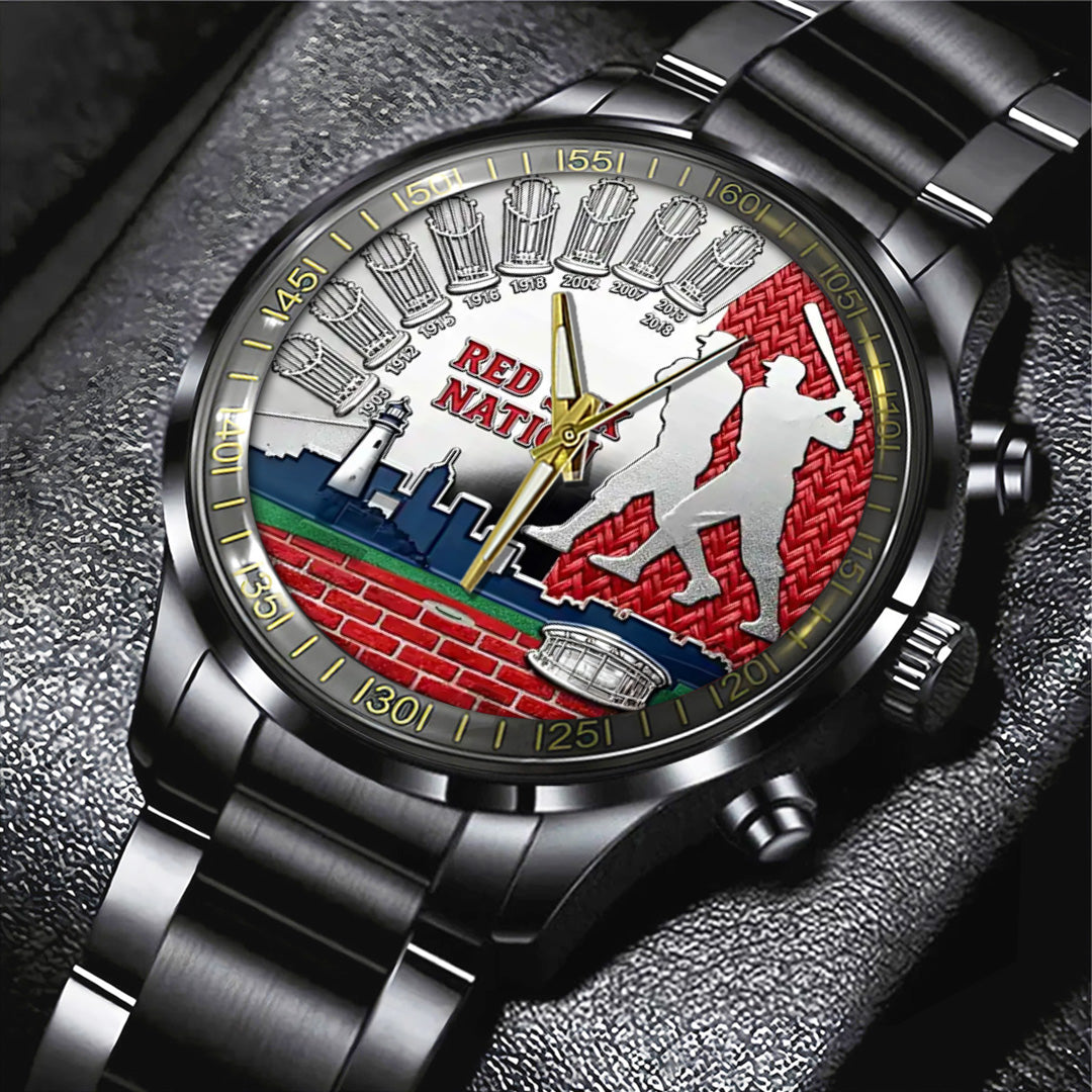 Boston Red Sox 125th Anniversary Black Stainless Steel Watch – TANTN18279