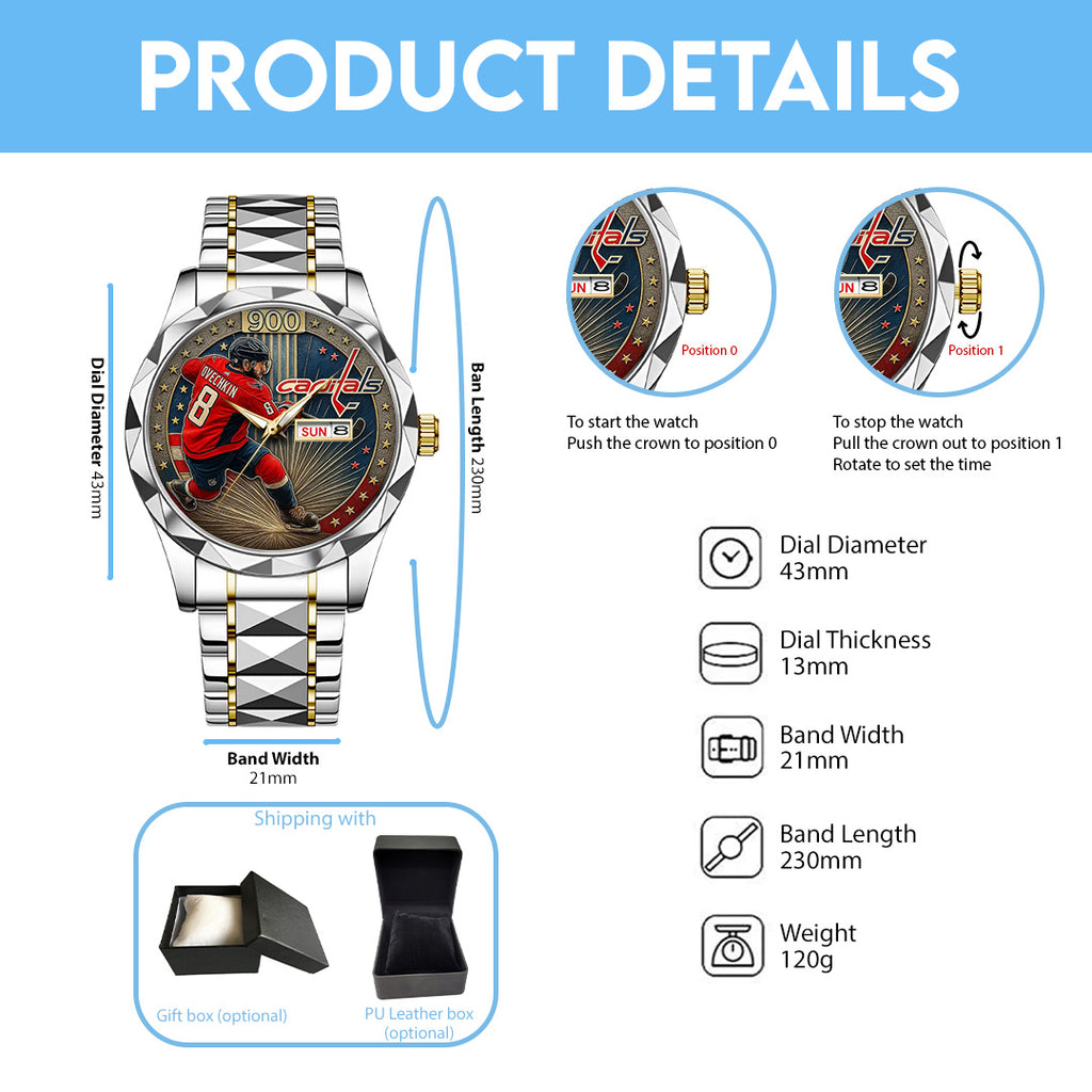 Alex Ovechkin x Washington Capitals Alloy Luxury Quartz Watch – TANTN18400
