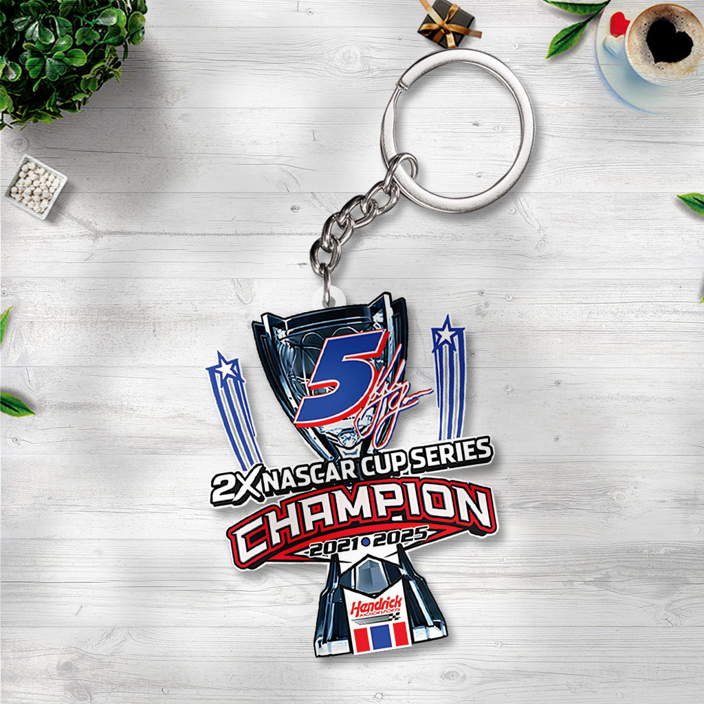 Kyle Larson 2025 NASCAR Cup Series Champion Custom Shape 2-sided Keychain – TANTN18423