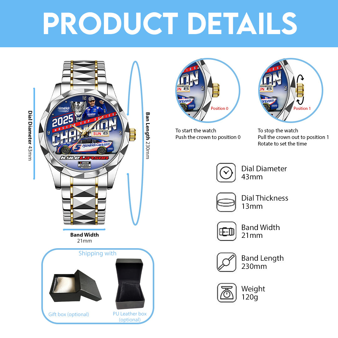Kyle Larson 2025 NASCAR Cup Series Champion Alloy Luxury Quartz Watch – TANTN18544