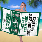 Saskatchewan Roughriders 2025 Grey Cup Champions Rectangle Beach Towel – TANTN18903