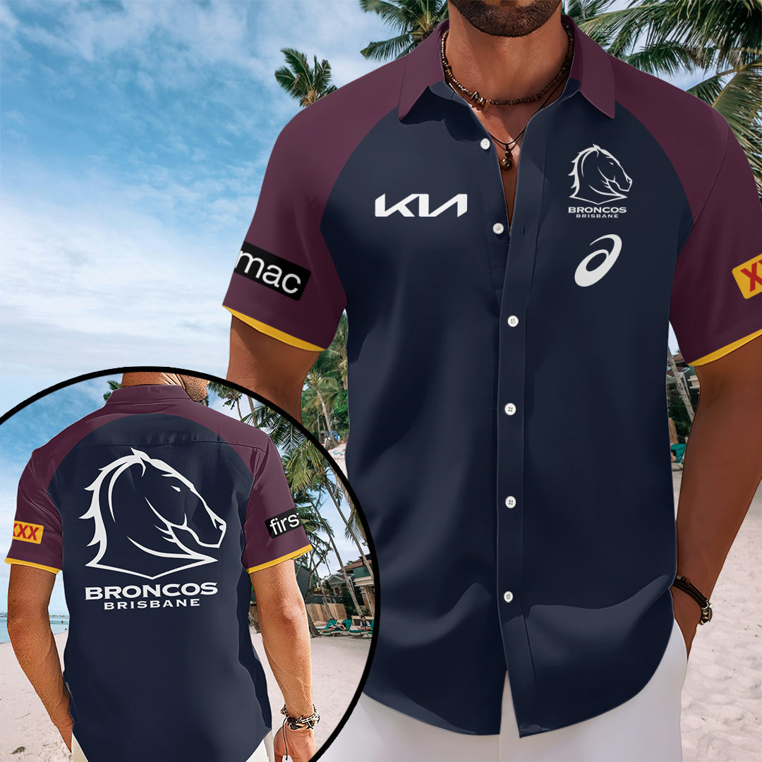 Brisbane Broncos Short Sleeve Button-Down Shirt – TANTN19033