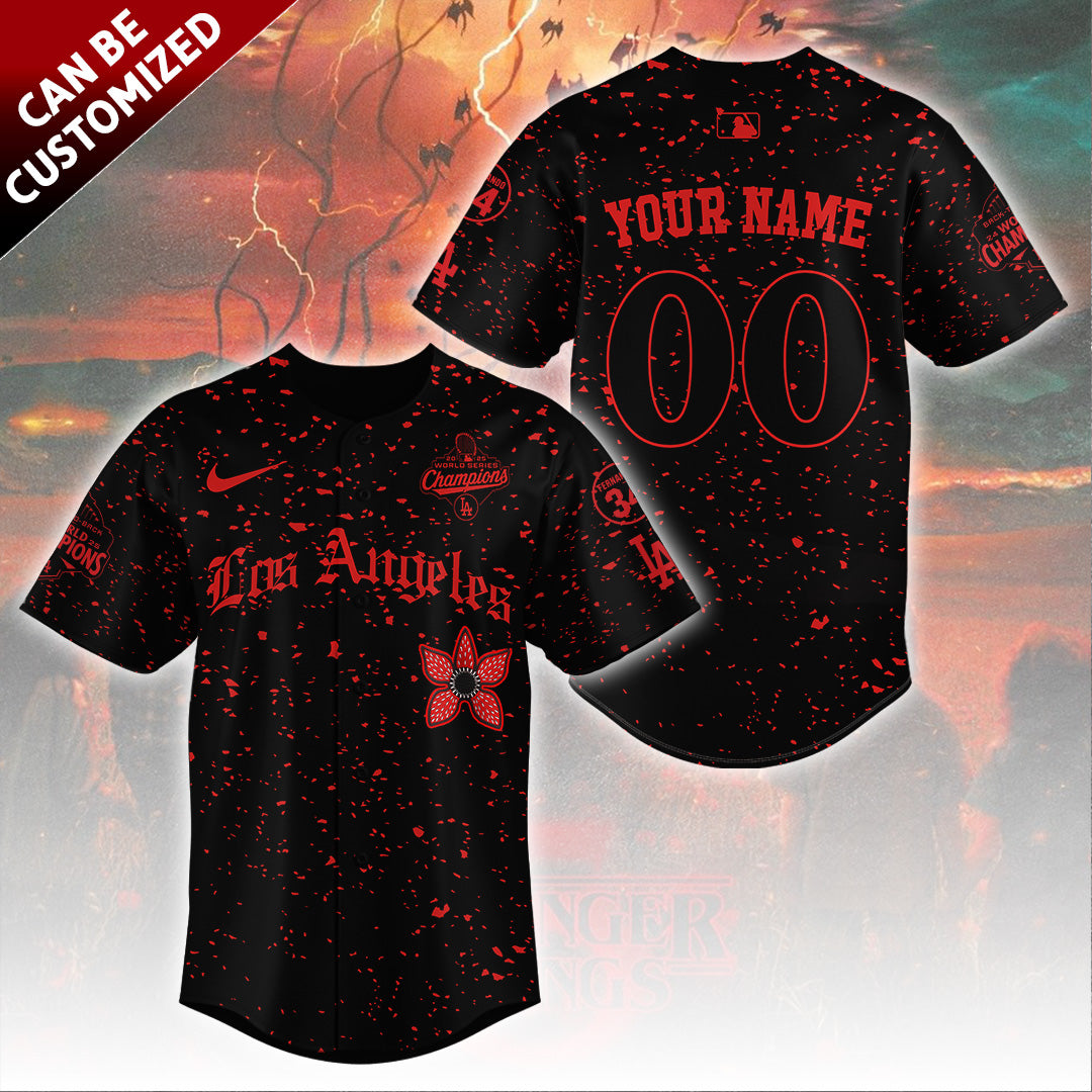 Personalized Los Angeles Dodgers 2025 Champions x Stranger Things Baseball Jersey – TANTN19122