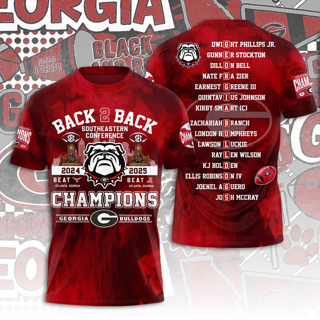 Georgia Bulldogs Football 2025 SEC Football Champions 3D Apparel – TANTN19243