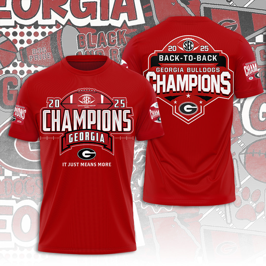 Georgia Bulldogs Football 2025 SEC Football Champions 3D Apparel – TANTN19250