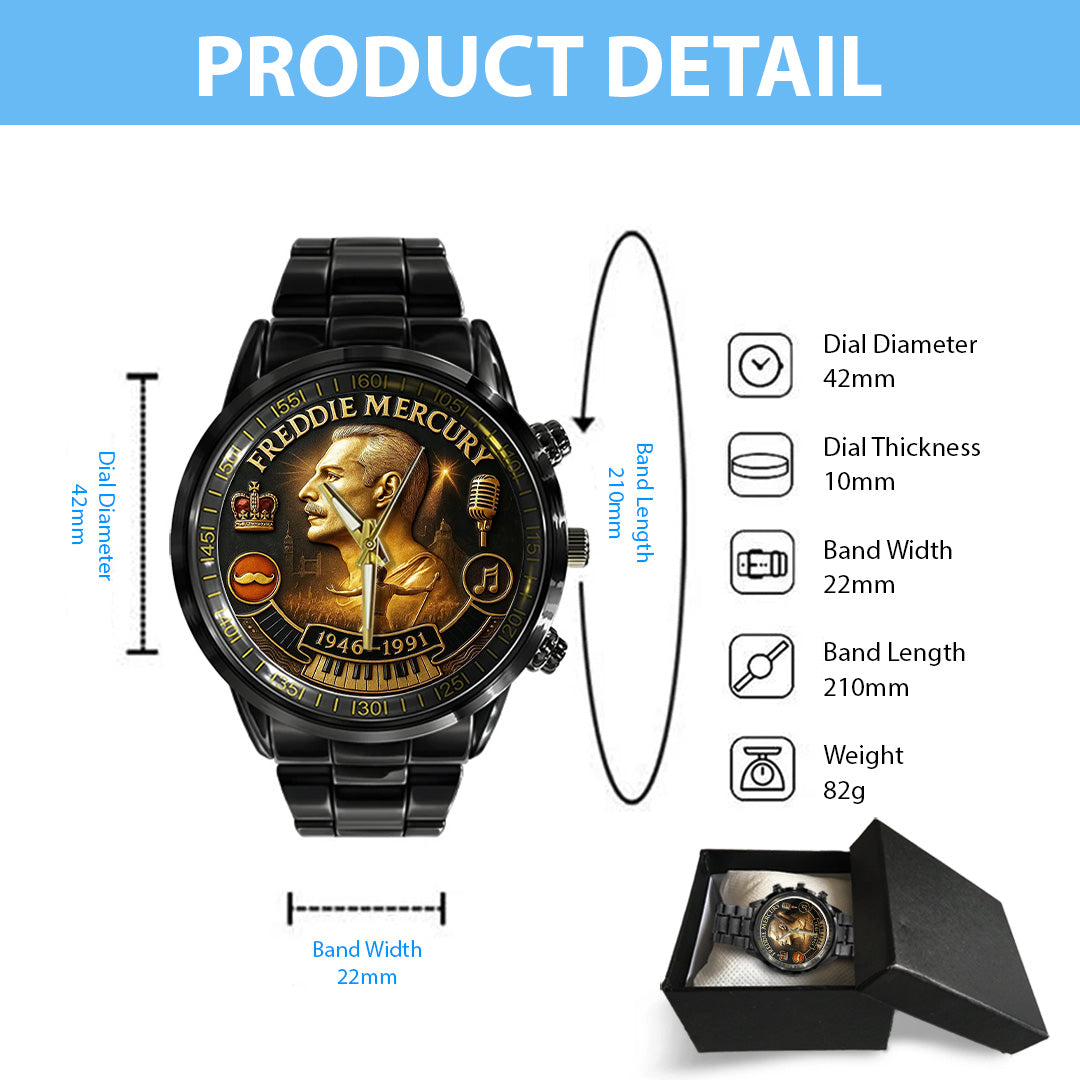 Freddie Mercury Black Stainless Steel Watch – TANTN19410