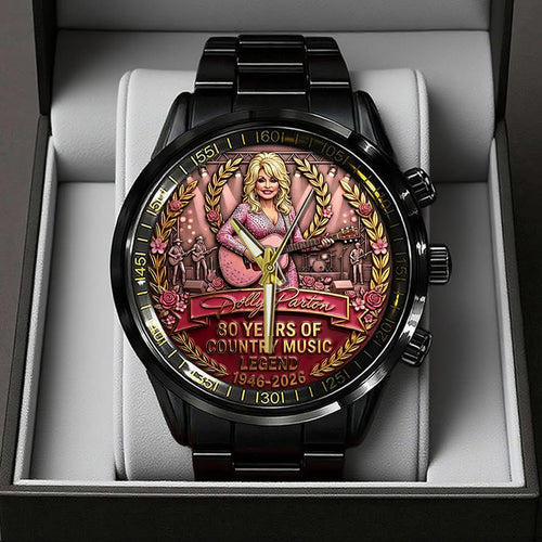 Dolly Parton 80th Anniversary Black Stainless Steel Watch – TANTN20588