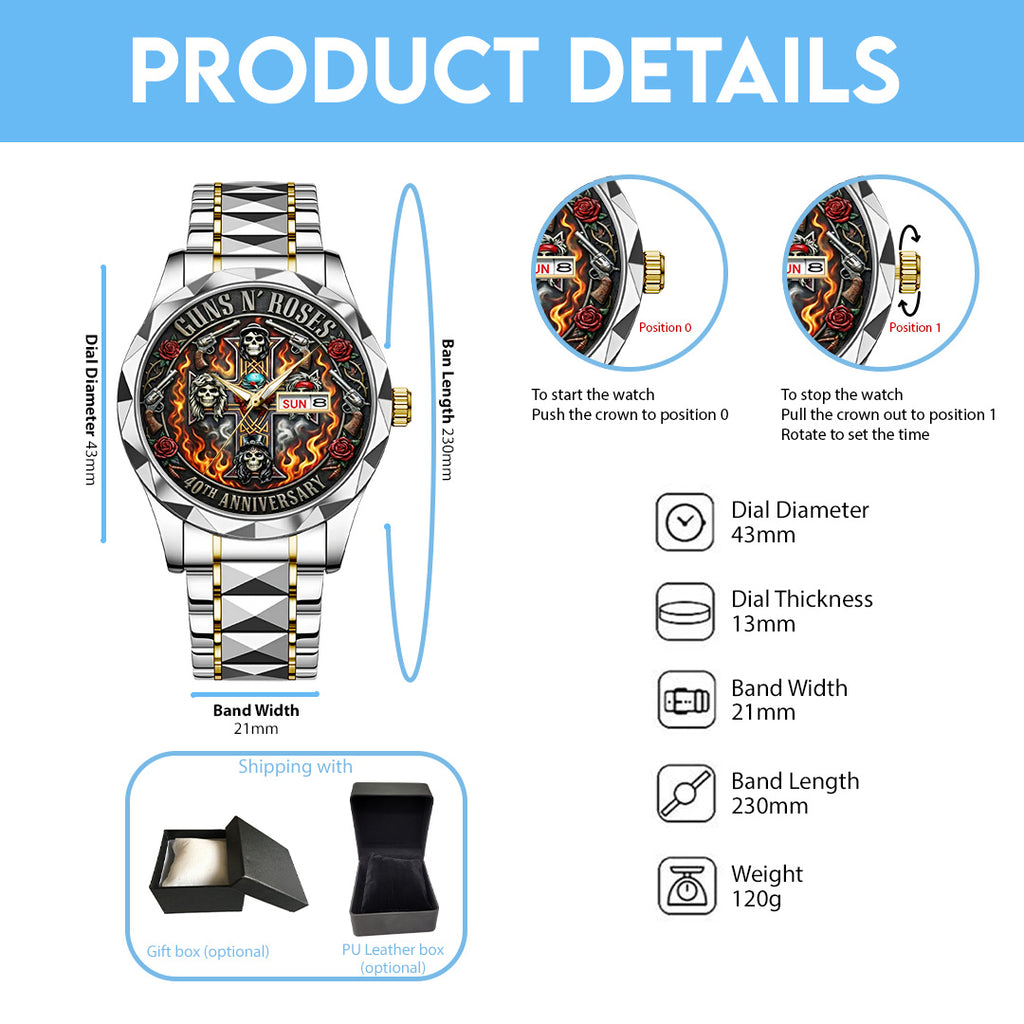 Guns N' Roses 40th Anniversary Alloy Luxury Quartz Watch – TANTN20912