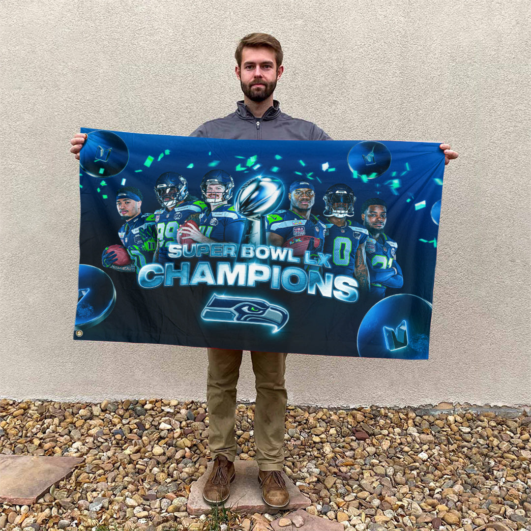 Seattle Seahawks 2025 Super Bowl LX Champions 3D Double-side House Flag – TANTN21000