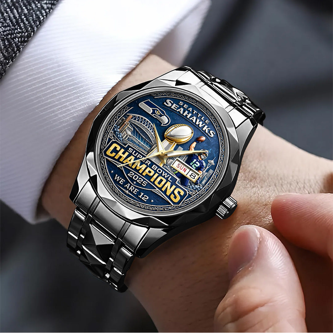 Seattle Seahawks 2025 Super Bowl LX Champions Alloy Luxury Quartz Watch – TANTN21017