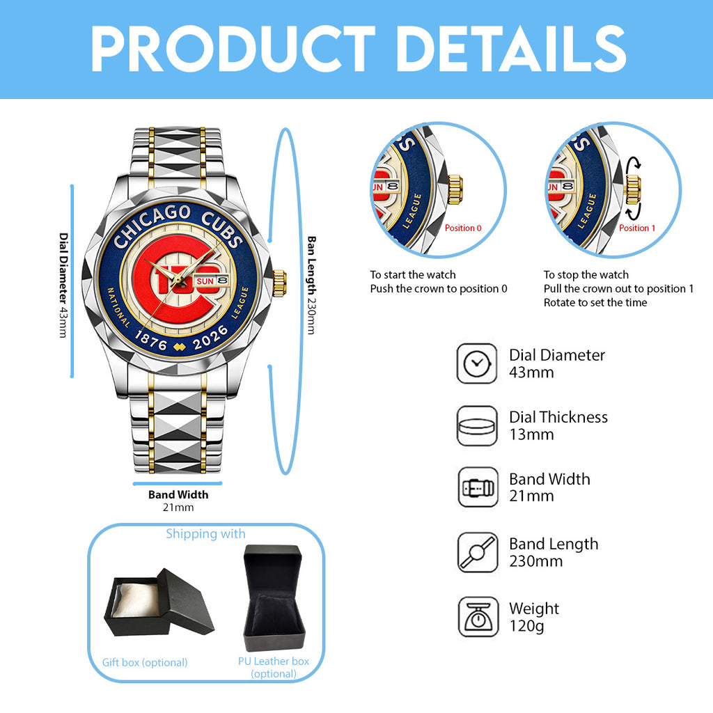 Chicago Cubs 150th Anniversary Alloy Luxury Quartz Watch – TANTN21330