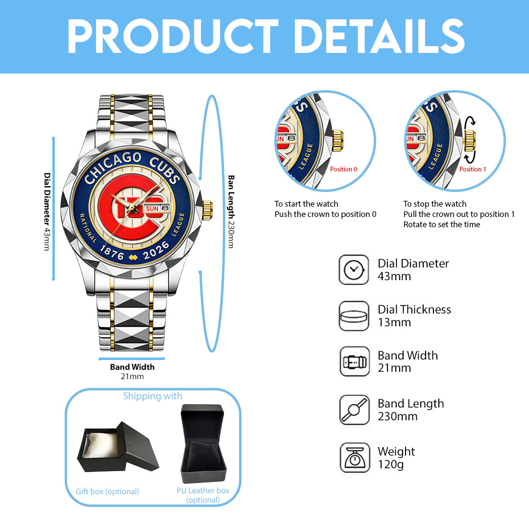 Chicago Cubs 150th Anniversary Alloy Luxury Quartz Watch – TANTN21330