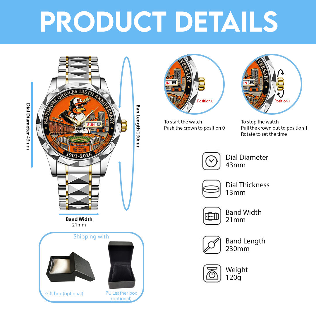 Baltimore Orioles 125th Anniversary 2026 Alloy Luxury Quartz Watch – TANTN21337