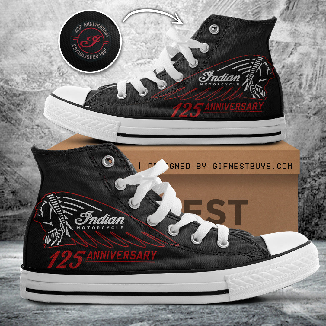Indian Motorcycle 125th Anniversary High Top Canvas Shoes – TANTN21676