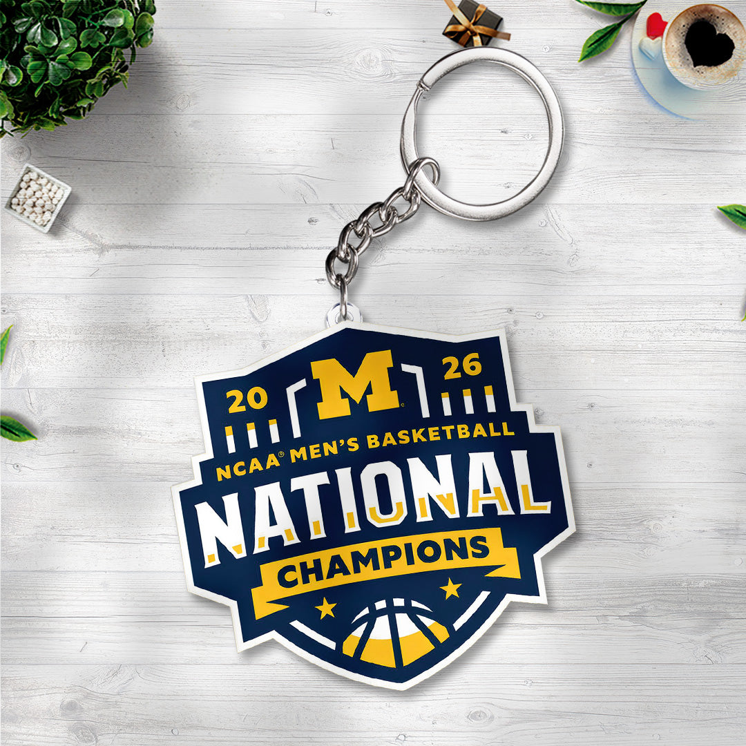 Michigan Wolverines 2026 Men's Basketball National Champions Custom Shape 2-sided Keychain – TANTN22128