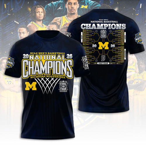 Michigan Wolverines 2026 Men's Basketball National Champions 3D Apparel – TANTN22134