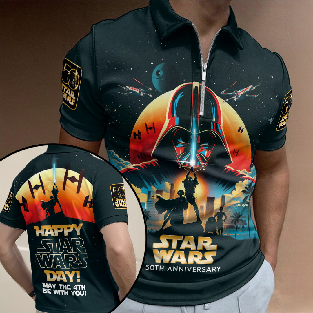 Star Wars 50th Anniversary Zip Polo Shirt – TANTN22513
