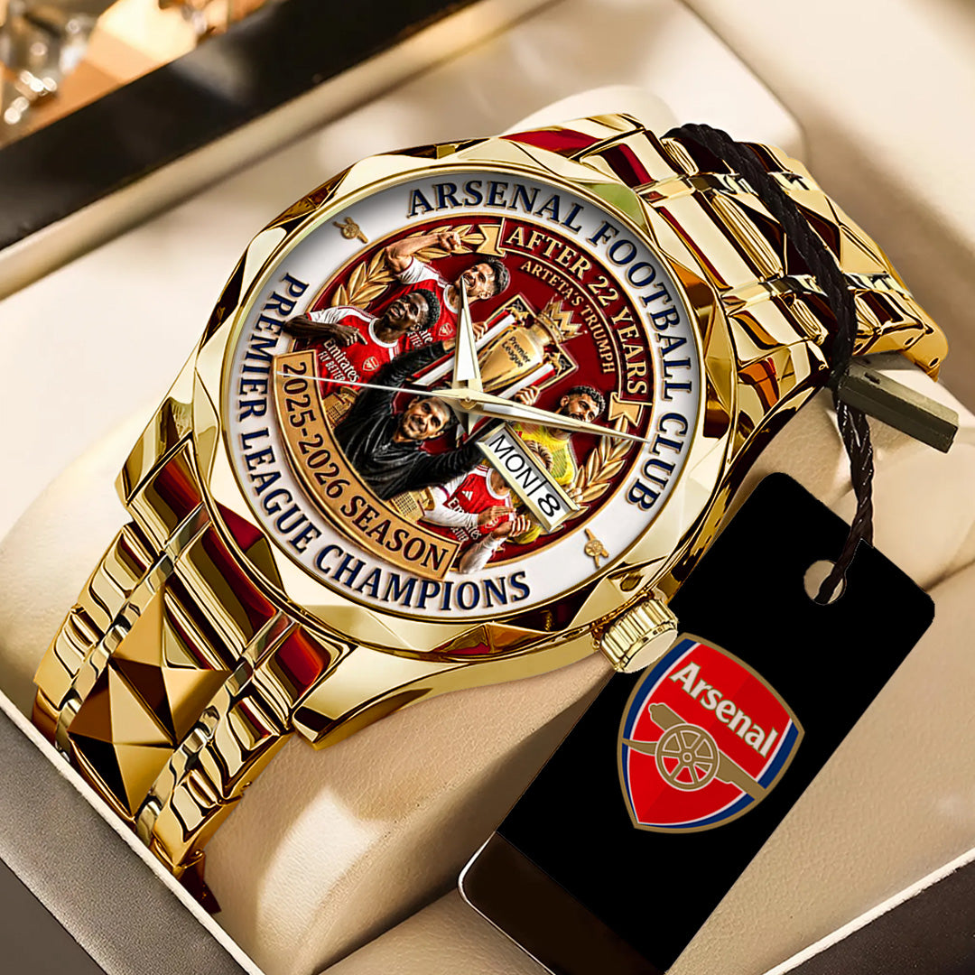 Arsenal FC Premier League Champions 25/26 Alloy Luxury Quartz Watch – TANTN23167