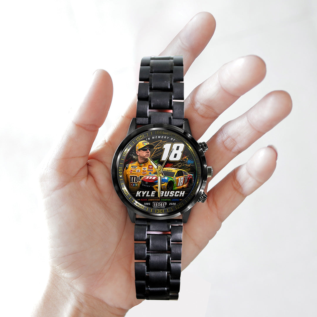 Kyle Busch Black Stainless Steel Watch – TANTN23207