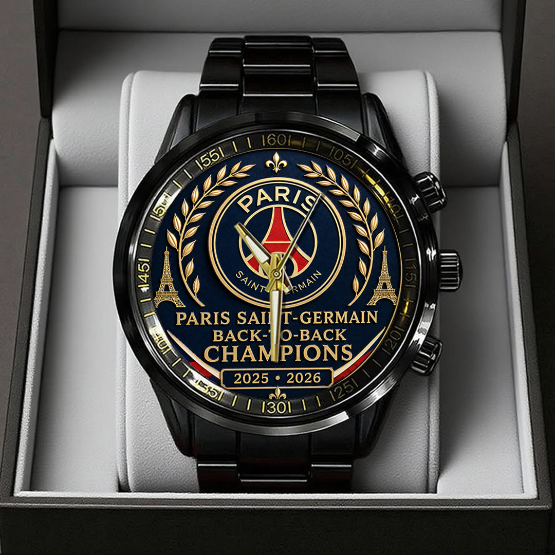 Paris Saint-Germain Champions of Europe 25/26 Black Stainless Steel Watch – TANTN23298