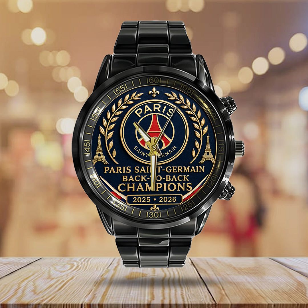 Paris Saint-Germain Champions of Europe 25/26 Black Stainless Steel Watch – TANTN23298