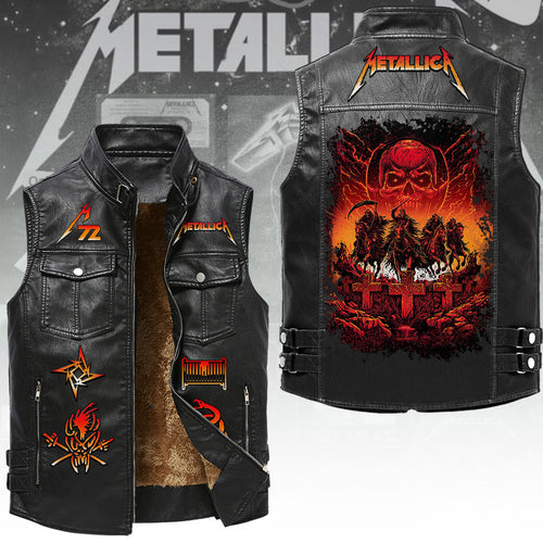 Metallica Tour 2026 Premium 2D Sleeveless Leather Vest – TANTN23395