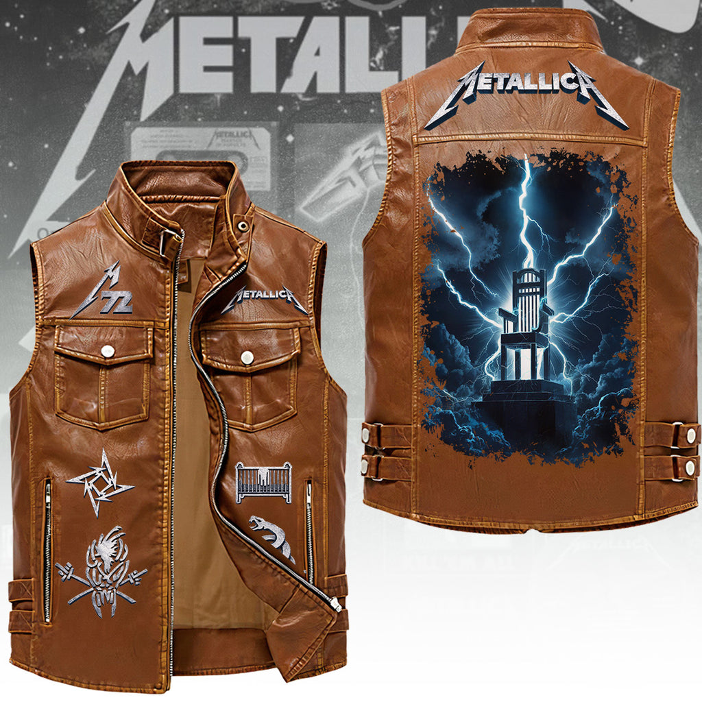 Metallica Tour 2026 Premium 2D Sleeveless Leather Vest – TANTN23396