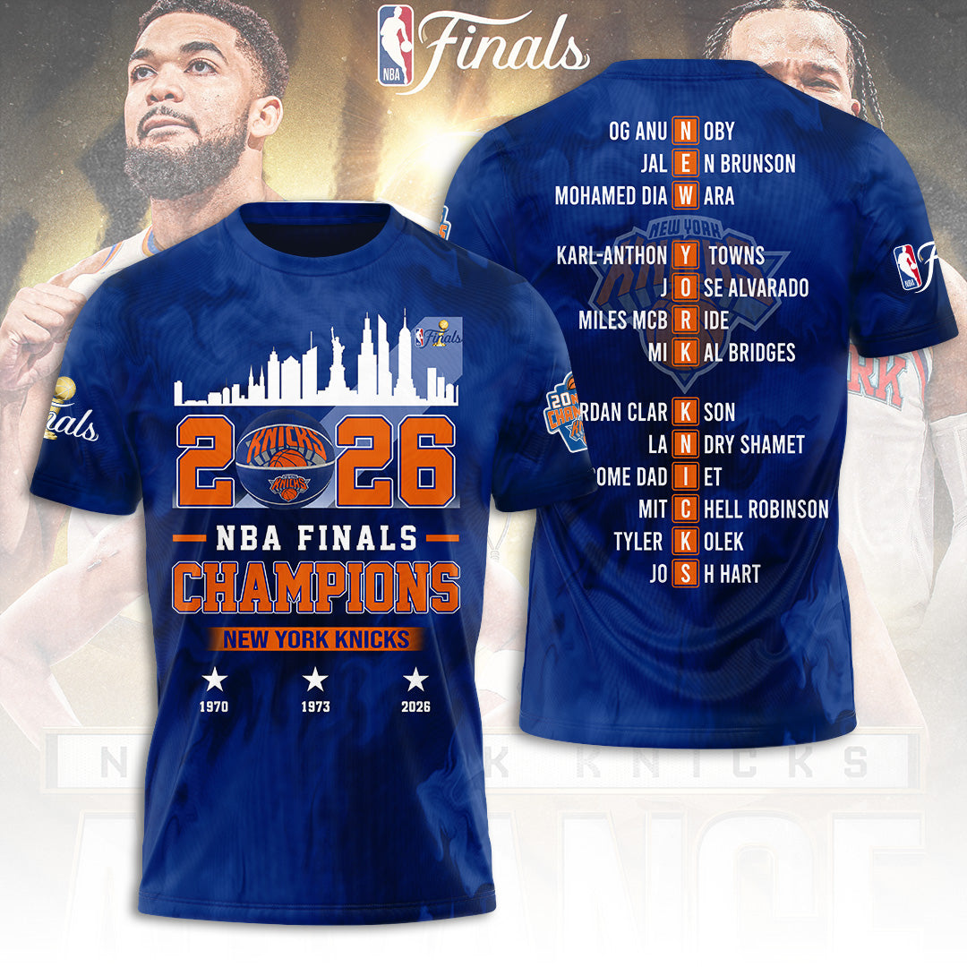 New York Knicks NBA Finals Champions 2026 3D Apparel – TANTN23666