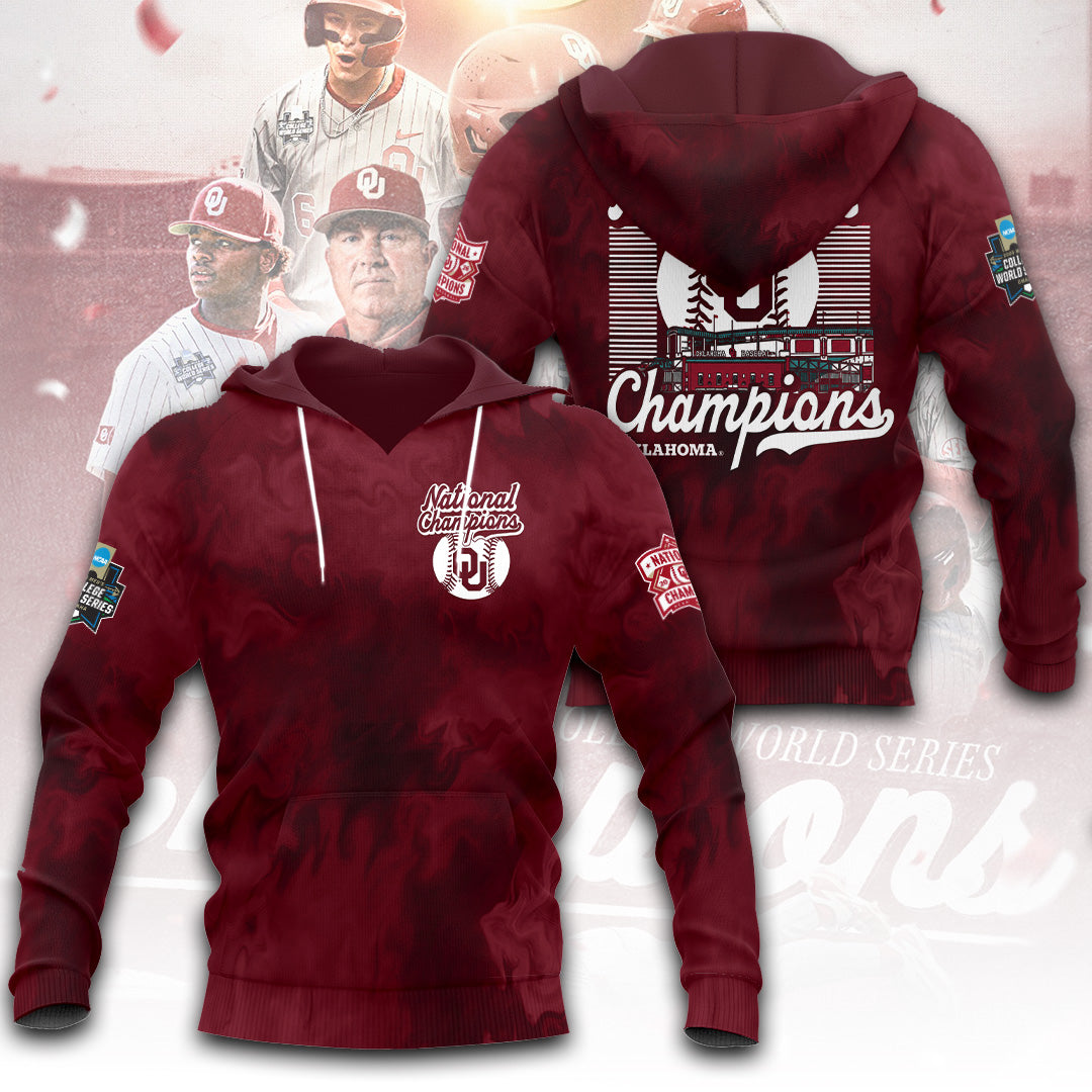 Oklahoma Sooners 2026 NCAA Baseball Men's College World Series Champions 3D Apparel – TANTN23840