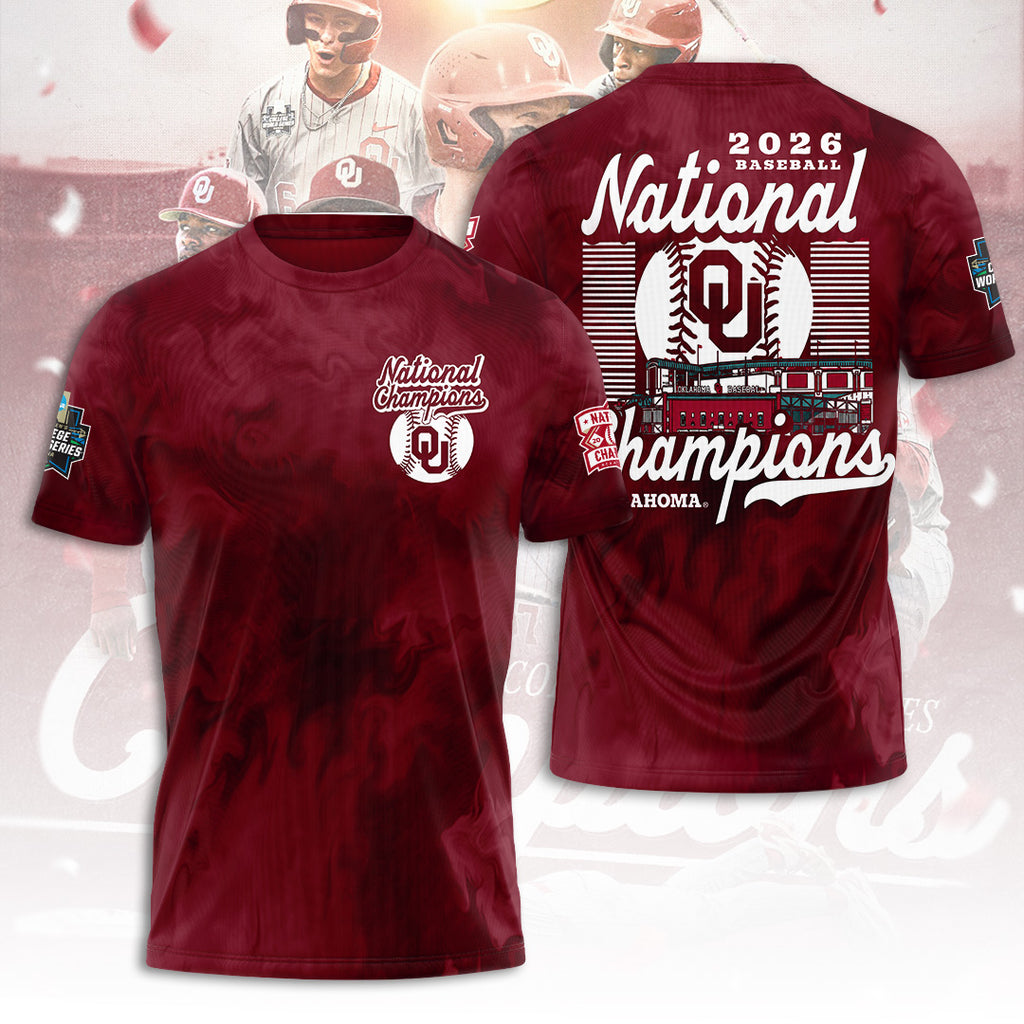 Oklahoma Sooners 2026 NCAA Baseball Men's College World Series Champions 3D Apparel – TANTN23840