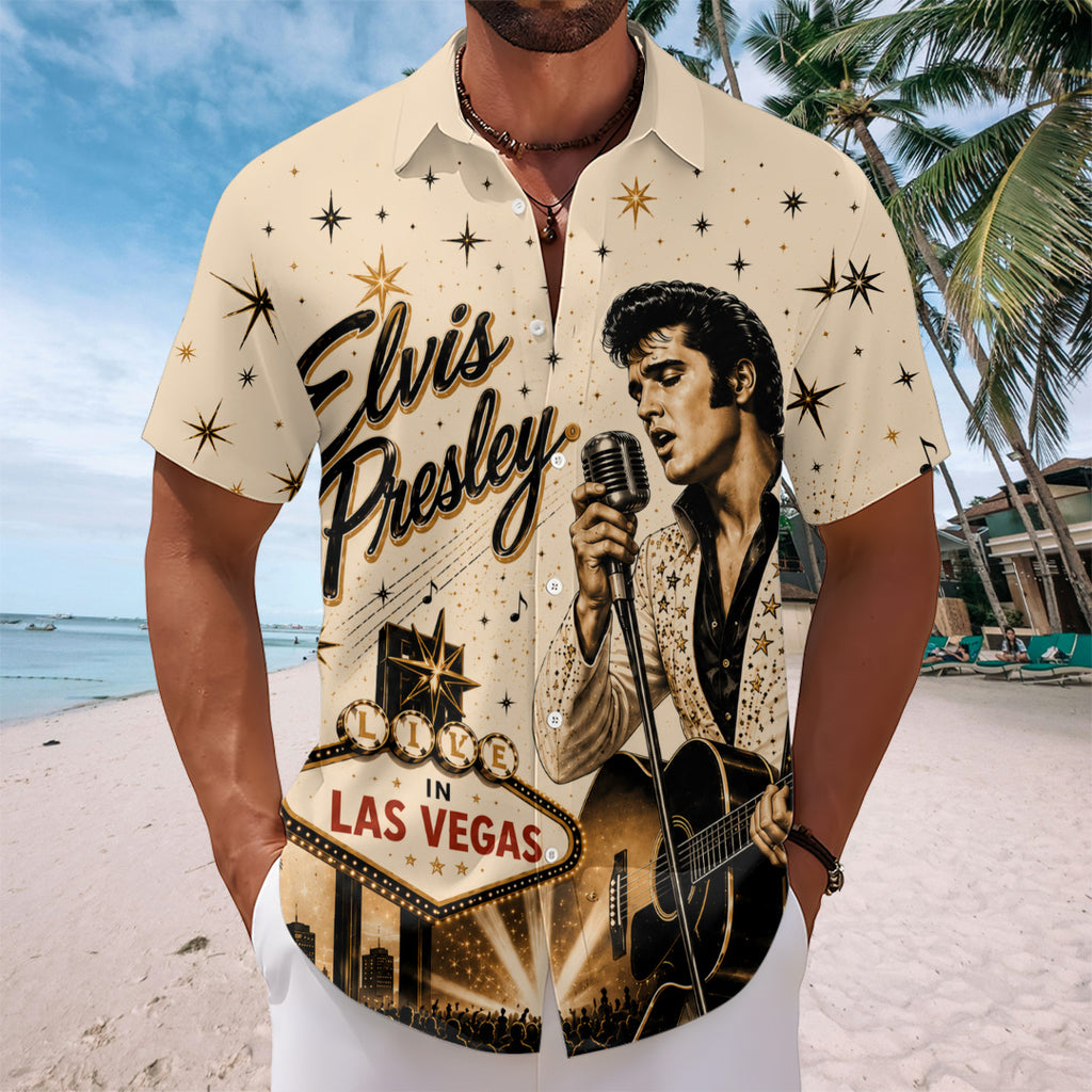 Elvis Presley Short Sleeve Button-Down Shirt – TANTN23966