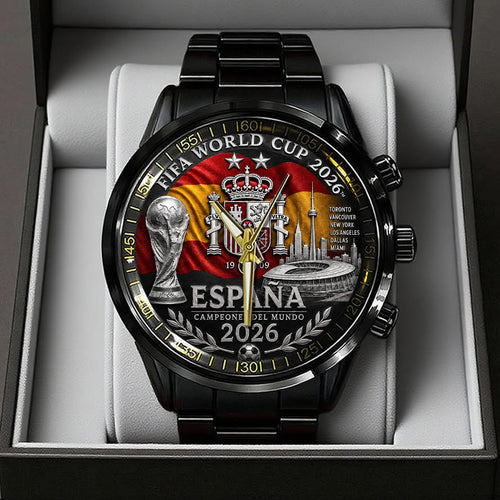Spain National Team 2026 FIFA World Cup Champions Black Stainless Steel Watch – TANTN24397