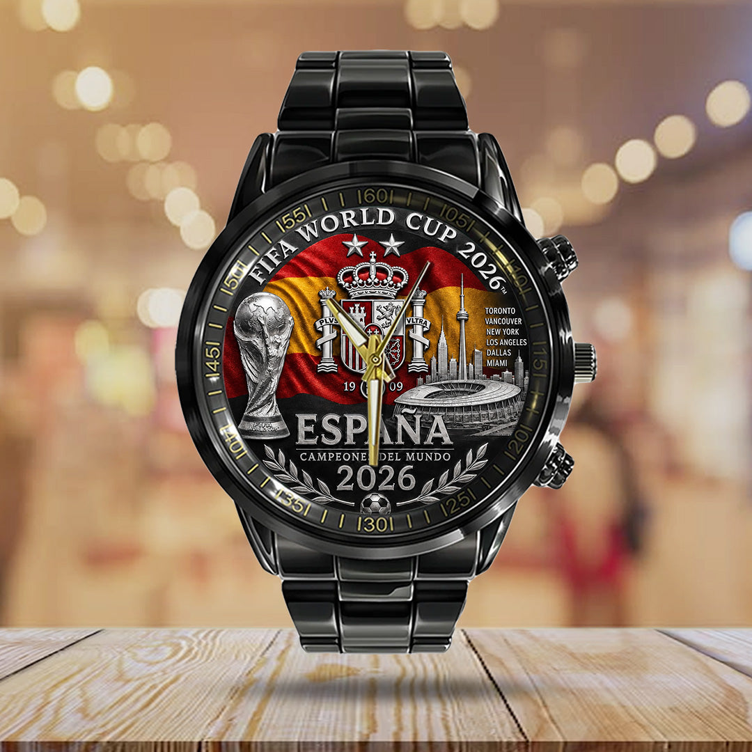 Spain National Team 2026 FIFA World Cup Champions Black Stainless Steel Watch – TANTN24397
