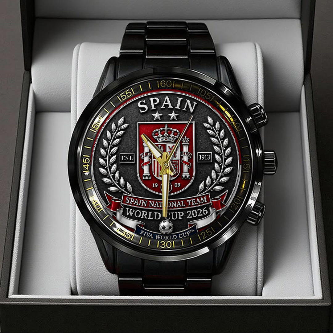 Spain National Team 2026 FIFA World Cup Champions Black Stainless Steel Watch – TANTN24401