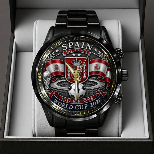 Spain National Team 2026 FIFA World Cup Champions Black Stainless Steel Watch – TANTN24402