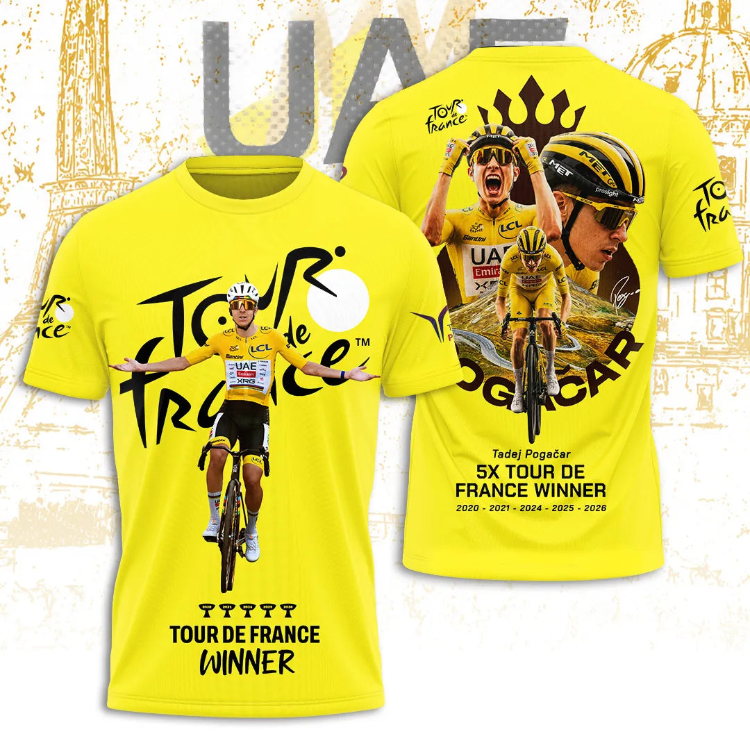 Tadej Pogacar Tour de France Winner 2026 3D Apparel – TANTN24616