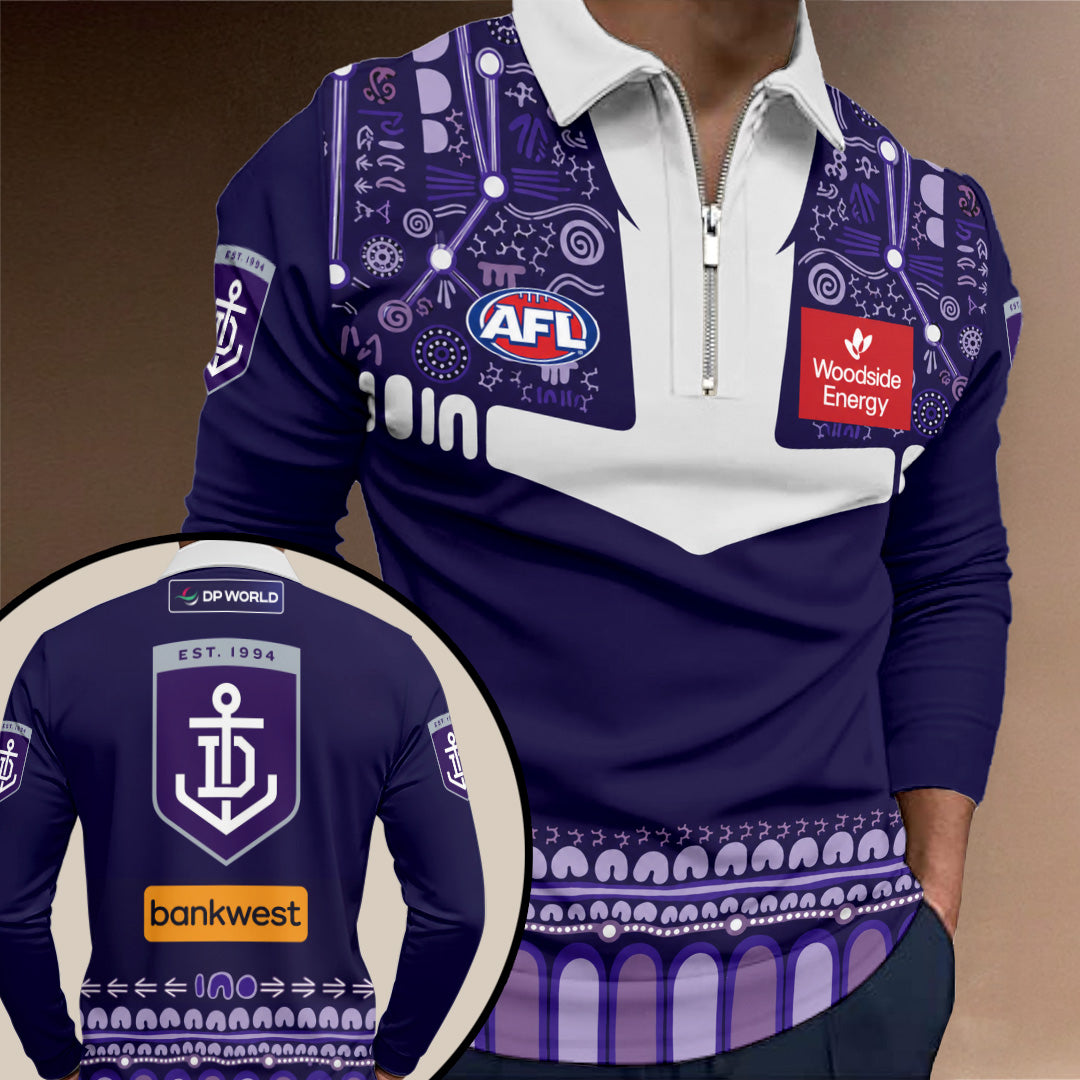 Fremantle Dockers 2026 Indigenous Guernsey Zip Polo Shirt – TANTN24939