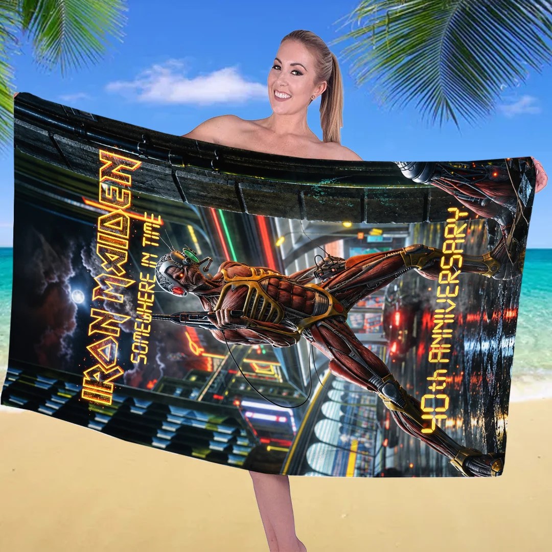 Iron Maiden Somewhere In Time 40th Anniversary Rectangle Beach Towel – TANTN25348