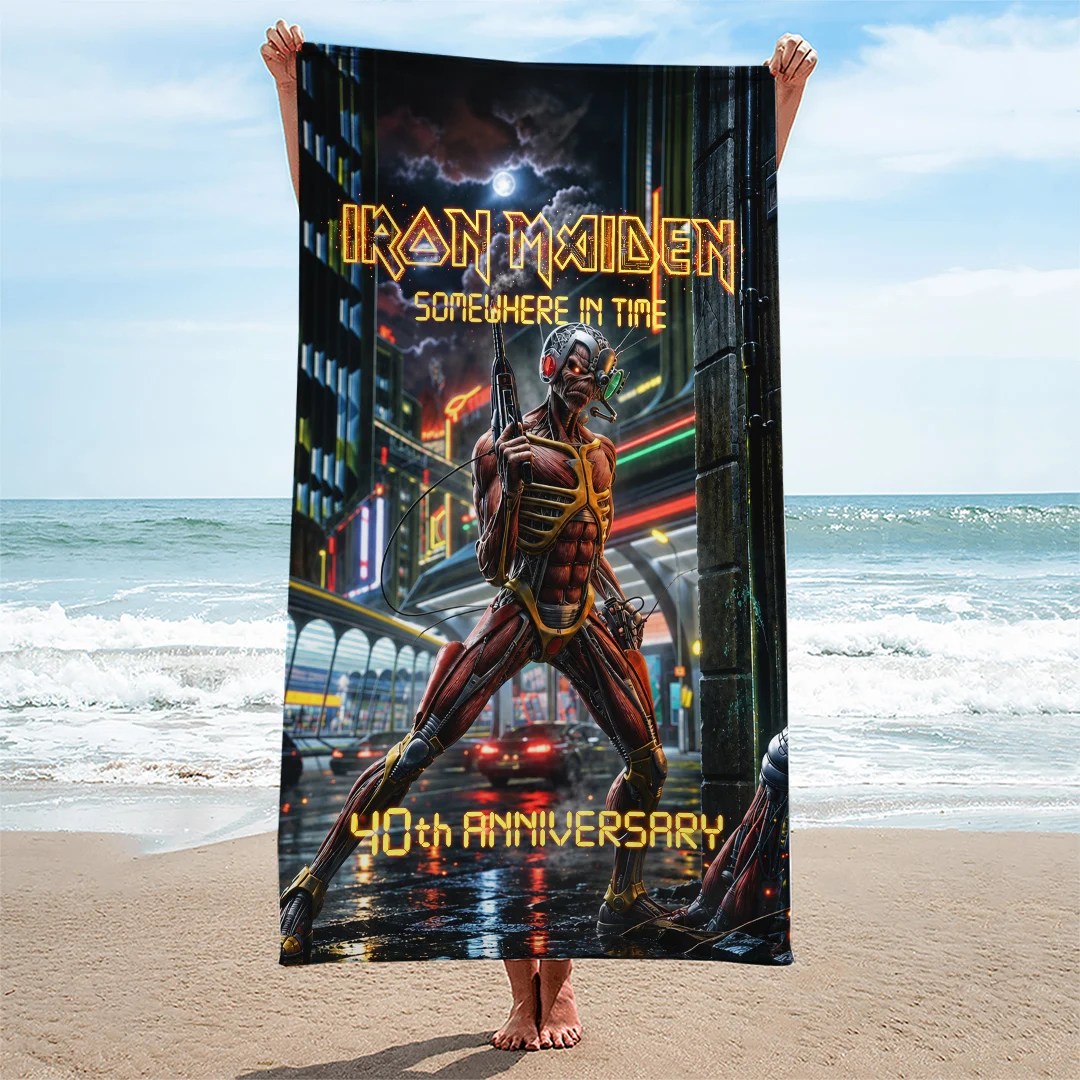 Iron Maiden Somewhere In Time 40th Anniversary Rectangle Beach Towel – TANTN25348