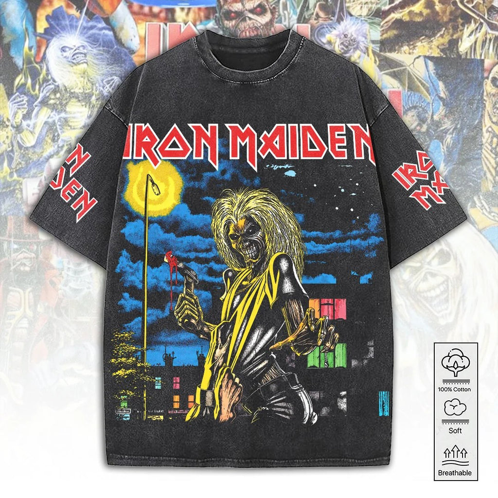 Iron Maiden Killers 2D Acid Washed Cotton T-Shirt – TANTN25357