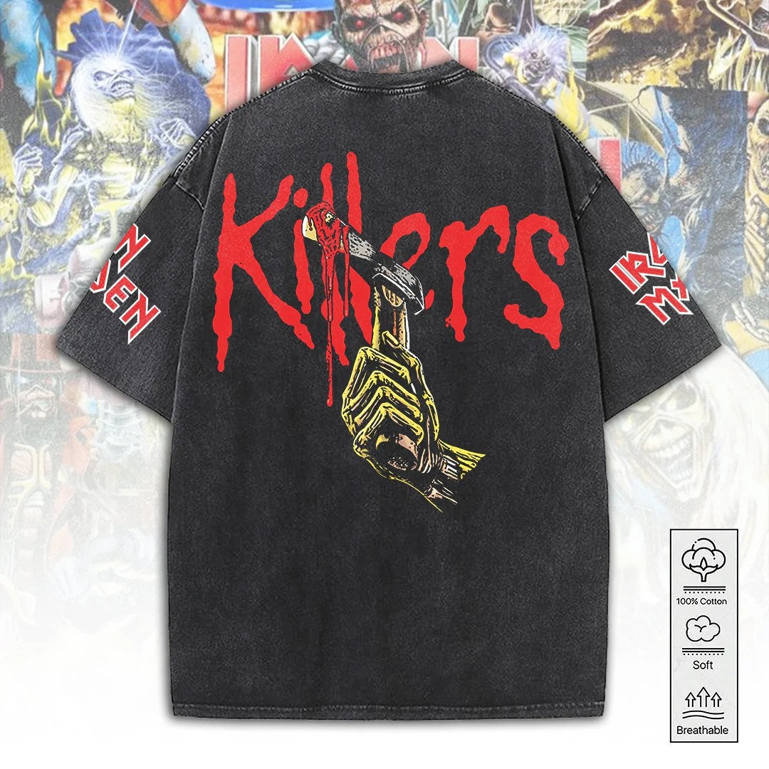 Iron Maiden Killers 2D Acid Washed Cotton T-Shirt – TANTN25357