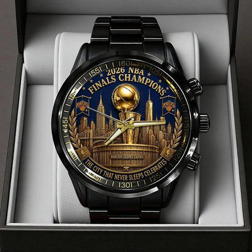 New York Knicks NBA Finals Champions 2026 Black Stainless Steel Watch – TANTN25664