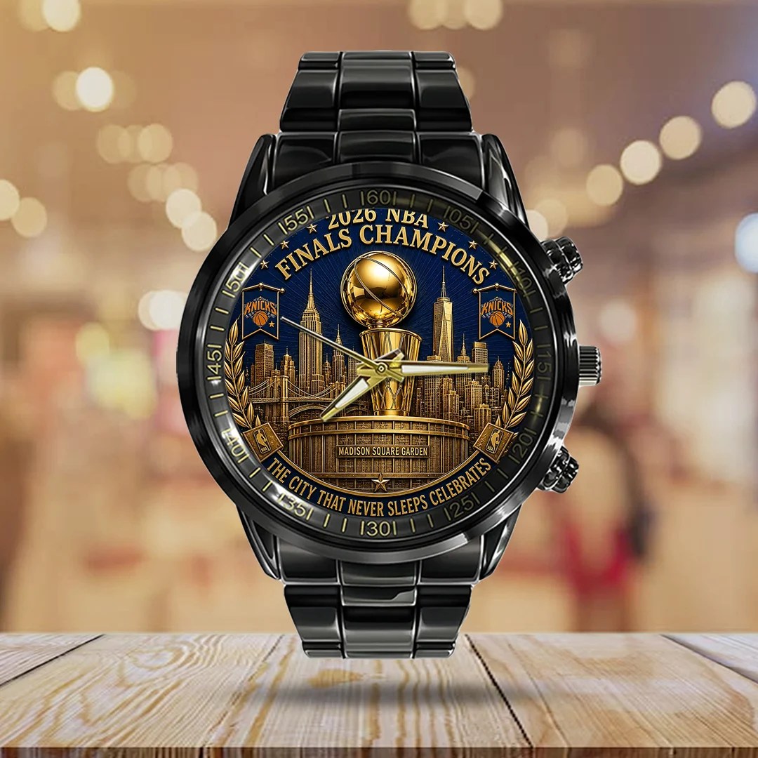 New York Knicks NBA Finals Champions 2026 Black Stainless Steel Watch – TANTN25664