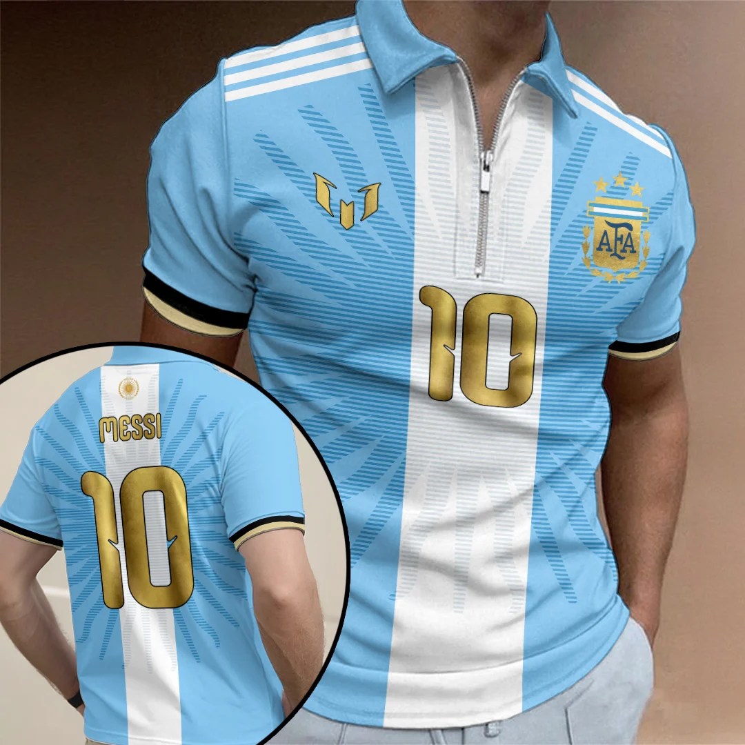 Argentina National Football Team x Lionel Messi Farewell Zip Polo Shirt – TANTN25703