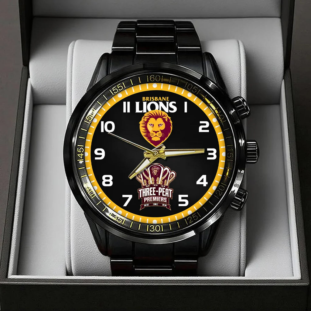 Brisbane Lions 2026 AFL Premiers Black Stainless Steel Watch – TANTN25838